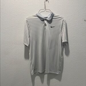 Nike Men's Light Gray Striped Polo Shirt